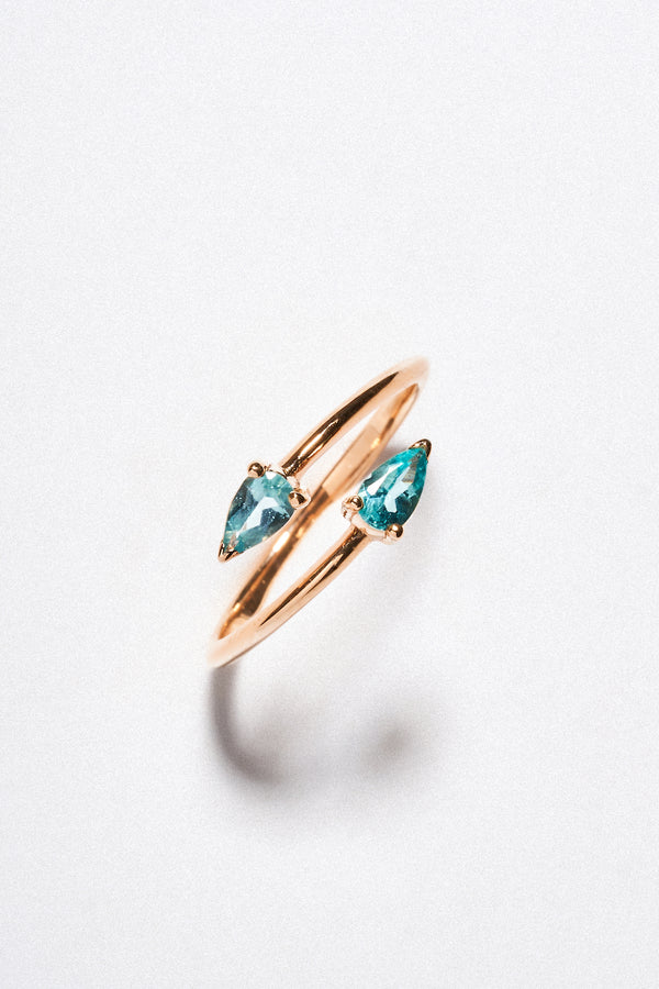 Anillo Apatita Gota Oro Rosa