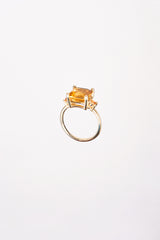 Anillo Citrina Con Zafiro Naranja Oro Amarillo