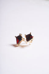 Aretes Granate Corte Fancy Oro Amarillo