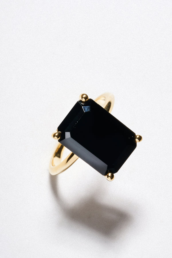 Anillo Onix Corte Esmeralda Oro Amarillo