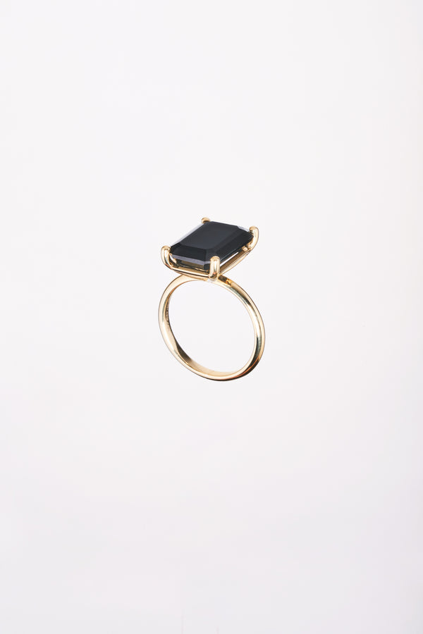 Anillo Onix Corte Esmeralda Oro Amarillo